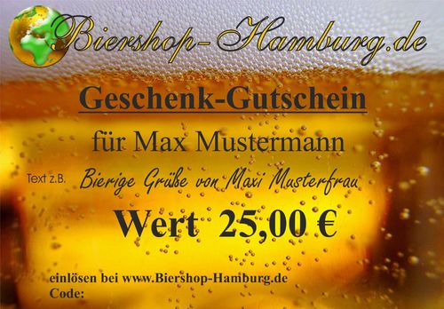 Gutschein Bier 25 €